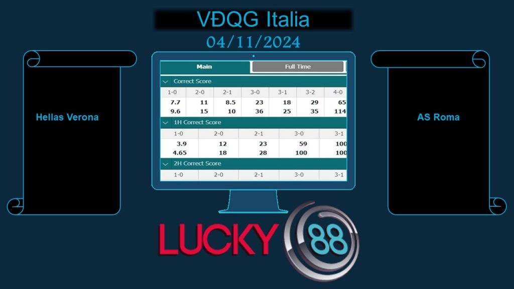 LUCKY88 Hellas Verona vs AS Roma, Soi kèo bóng đá hôm nay 04/11/2024, VĐQG Italia