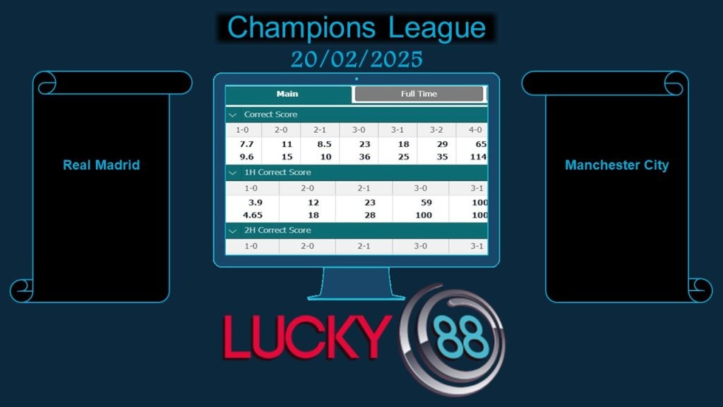LUCKY88 Real Madrid vs Manchester City, Soi kèo bóng đá hôm nay 20/02/2025, Champions League