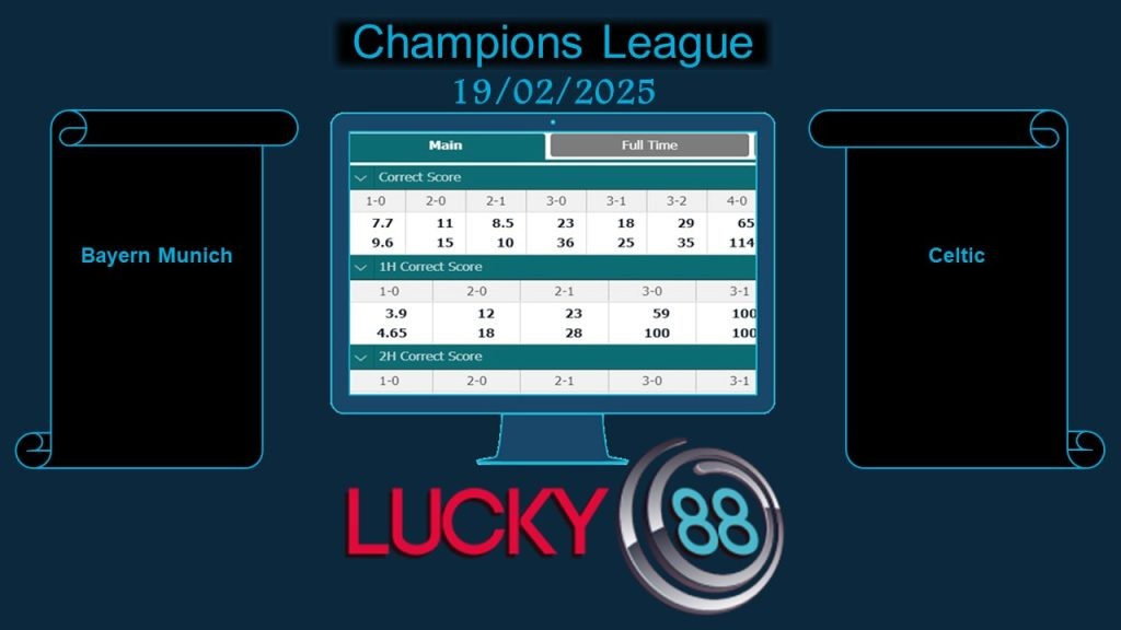 LUCKY88 Bayern Munich vs Celtic, Soi kèo bóng đá hôm nay 19/02/2025, Champions League