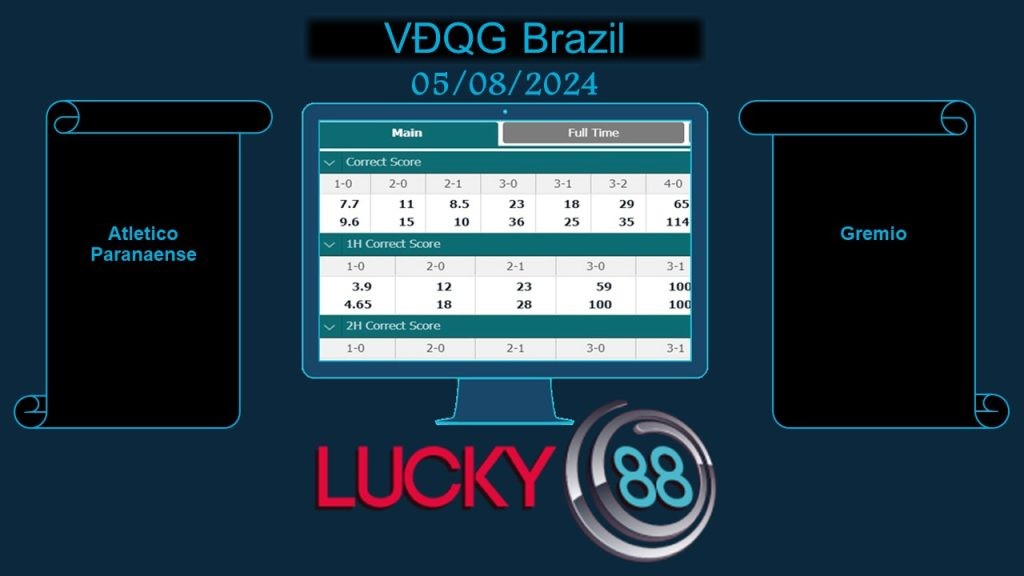 LUCKY88 Atletico Paranaense vs Gremio, Soi kèo bóng đá hôm nay 05/08/2024, VĐQG Brazil