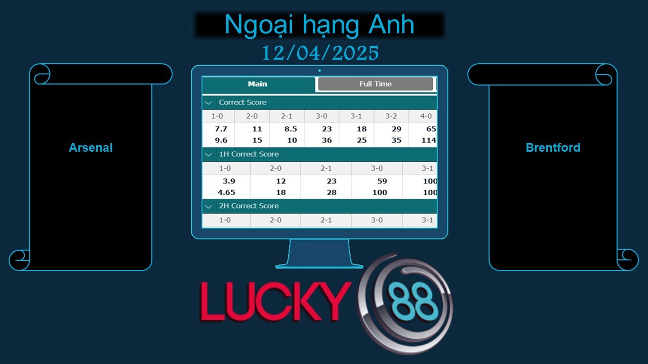 LUCKY88 Arsenal vs Brentford, Soi kèo bóng đá hôm nay 12/04/2025, Ngoại hạng Anh